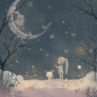 Pouf et coffre à jouets écru - Fleur