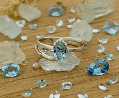 Bague Aigue-Marine or blanc