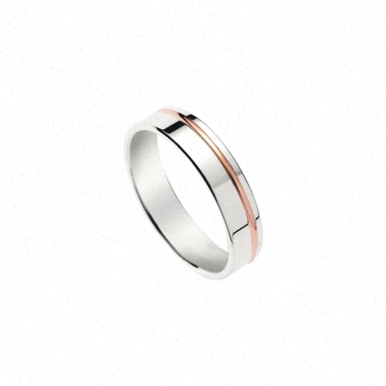 Alliance bicolore platine et or rose