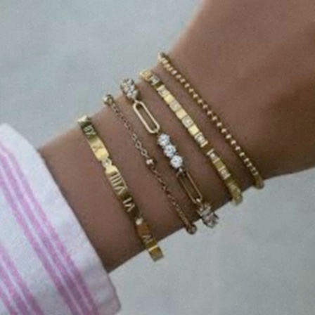 Bracelet cuir noir perles