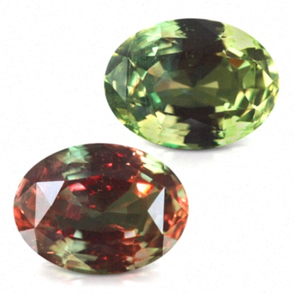 Pendentif or rose et alexandrite